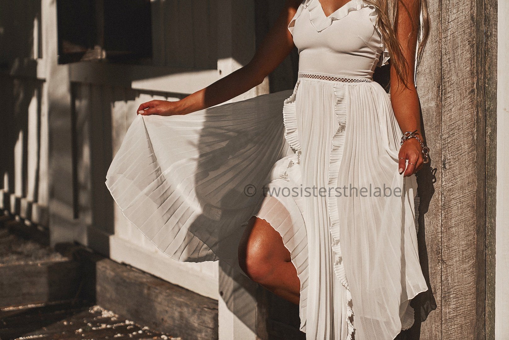 Maia Midi Dress - White, Two Sisters' the Label