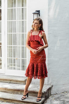 Burnt orange cheap ruffle dress